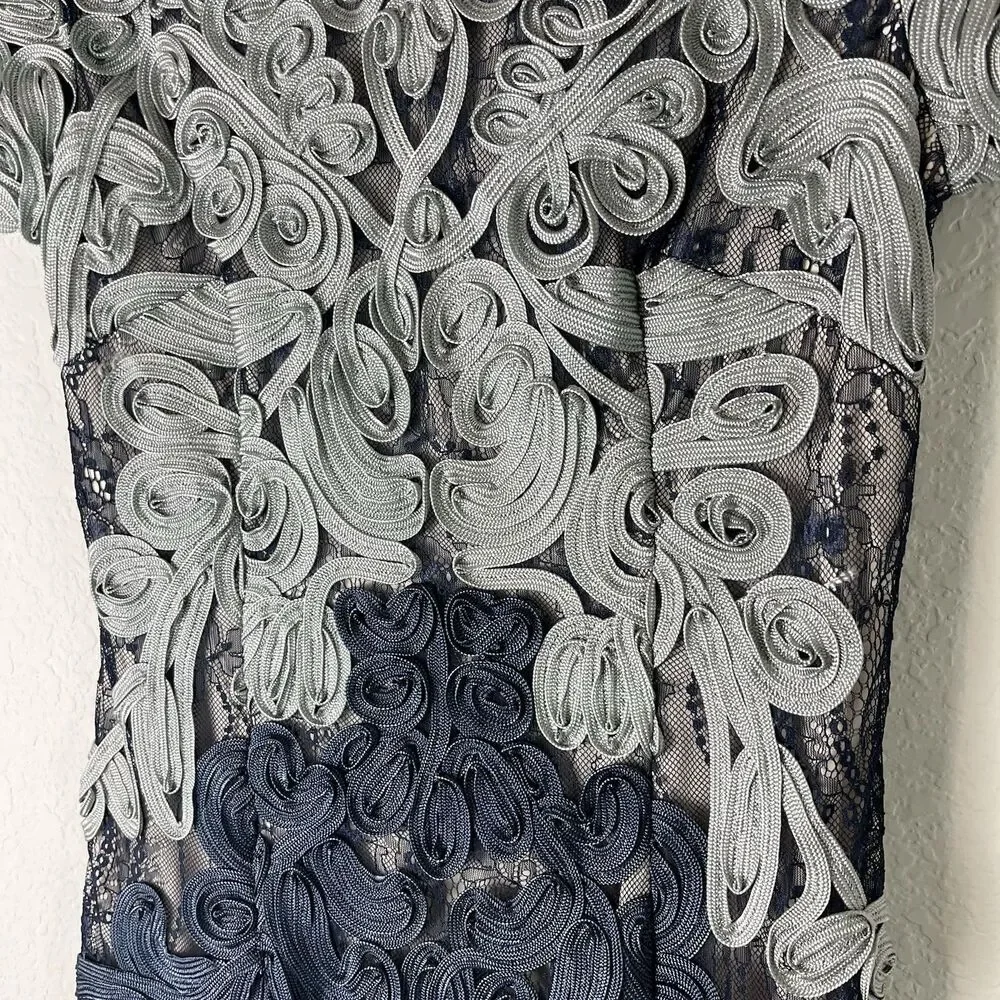 BHLDN JS Collection SANTIAGO Dress Navy/Cloud 2‎ Anthropologie Midi Coctail​